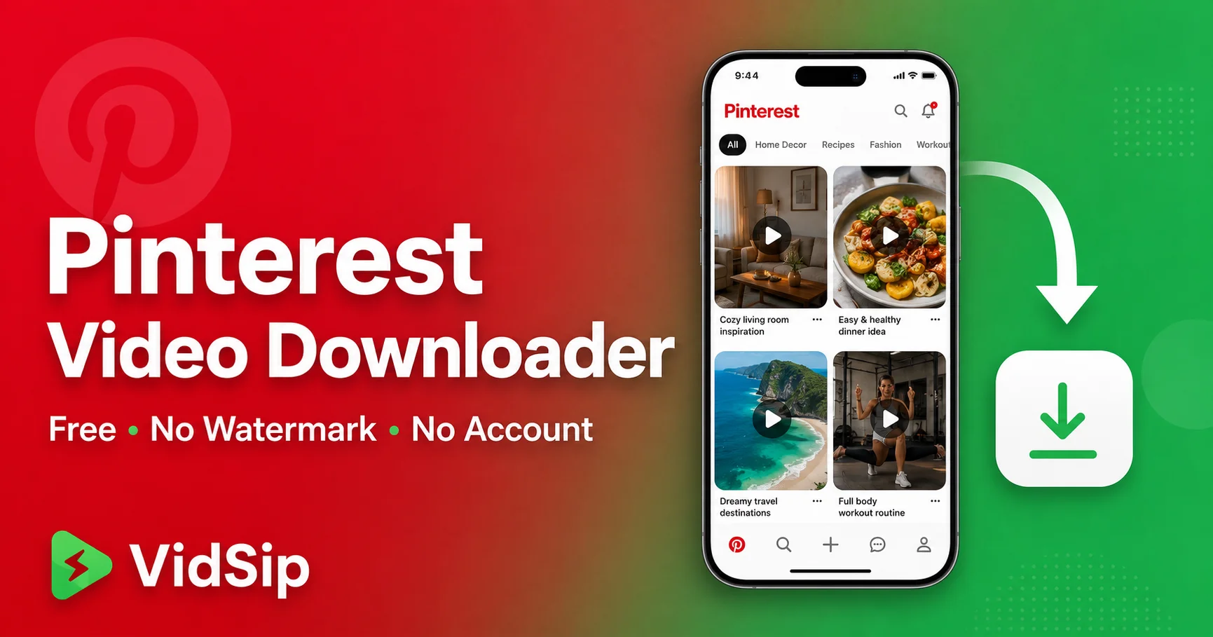 Pinterest Video Downloader — Save Pinterest Videos Free Without Watermark